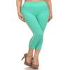 YELETE Women's High Waist Athletic Soft Non See-Through Capri Leggings Pants Mint view 2
