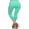 YELETE Women's High Waist Athletic Soft Non See-Through Capri Leggings Pants Mint view 3