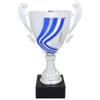 SHOP AWARDS AND GIFTS Customizable 14-1/4 Inch Silver Italian Swirl with Blue Stripes Trophy, Includes Personalization view 1