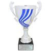 SHOP AWARDS AND GIFTS Customizable 14-1/4 Inch Silver Italian Swirl with Blue Stripes Trophy, Includes Personalization view 3