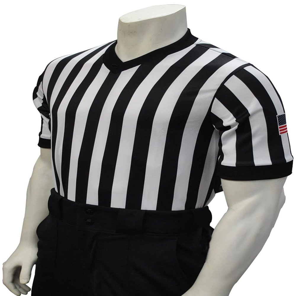 Smitty USA200-607 Men's Basketball V-Neck Body Flex Referee Shirt - with USA Flag - Made in The USA (4X-Large)
