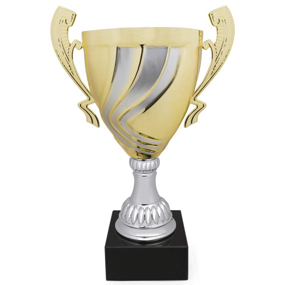 Customizable 14-1/4 Inch Silver and Gold Italian Swirl Trophy, Includes Personalization