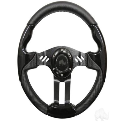 3G Golf Cart Steering Wheel- Black Grip/Black Spokes 13" Diameter