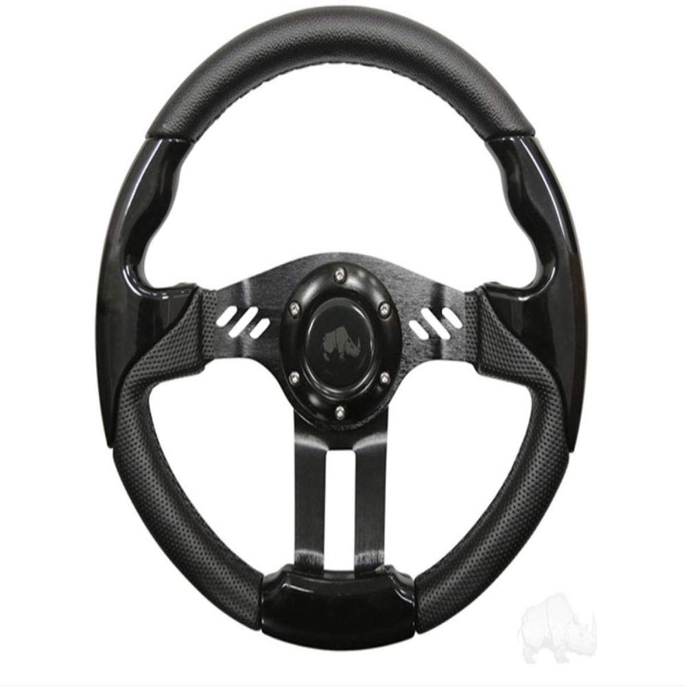 3G Golf Cart Steering Wheel- Black Grip/Black Spokes 13" Diameter