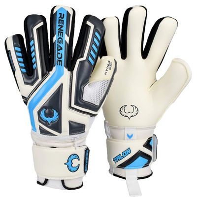 Renegade GK Talon Cryo Goalie Gloves with Pro-Tek Fingersaves | 3.5+3mm Hyper Grip & 4mm Duratek | White, Gray, Blue Goal Keeper Gloves (Size 10, Adult, Mens, Negative Cut, Level 2)
