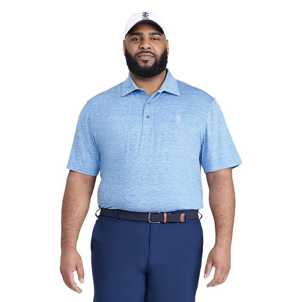 IZOD Men's Big and Tall Golf Title Holder Short Sleeve Polo, Nautical Blue, 5X-Large Tall