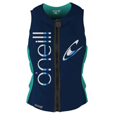 O'Neill Women's Slasher Comp Vest, Abyss/Light Aqua, 12