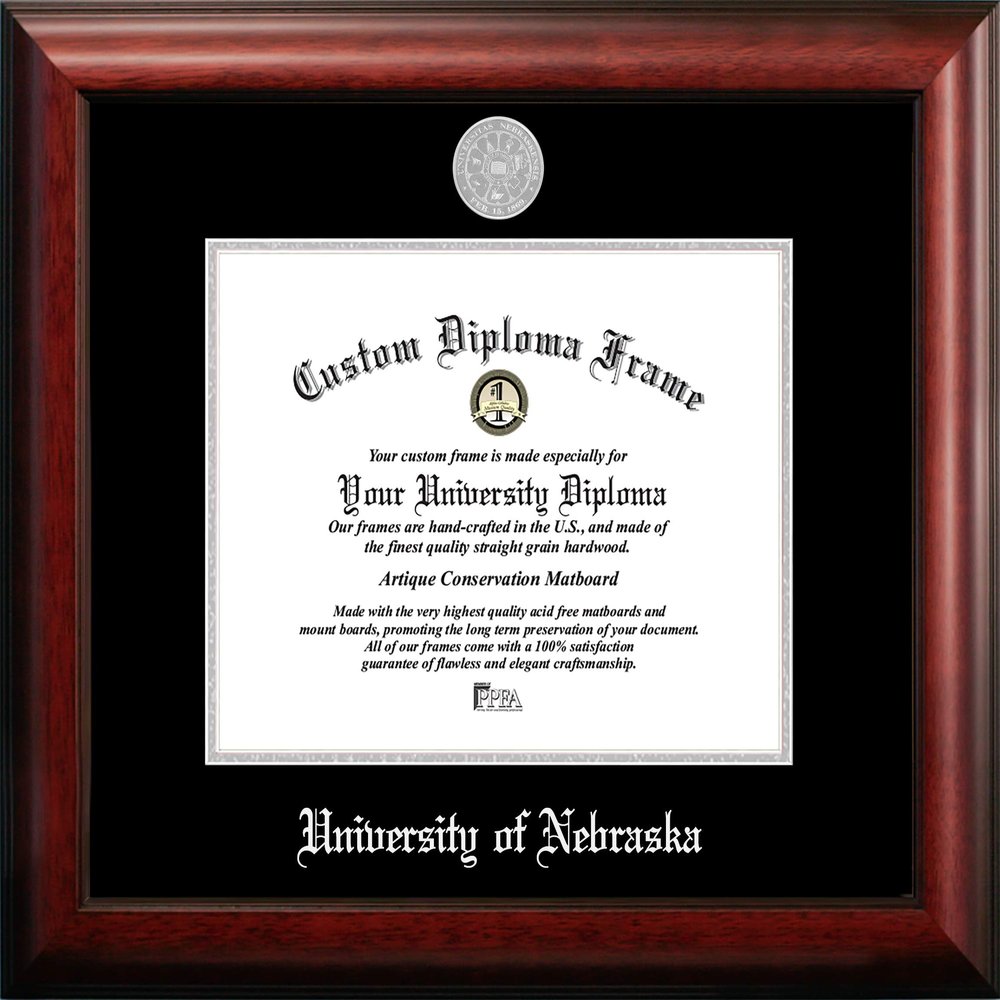 NCAA Nebraska Cornhuskers Unisex Silver Embossed Diploma Frame University of Nebraska 11W x 8.5H Silver Embossed Diploma Frame, Brown, One Size