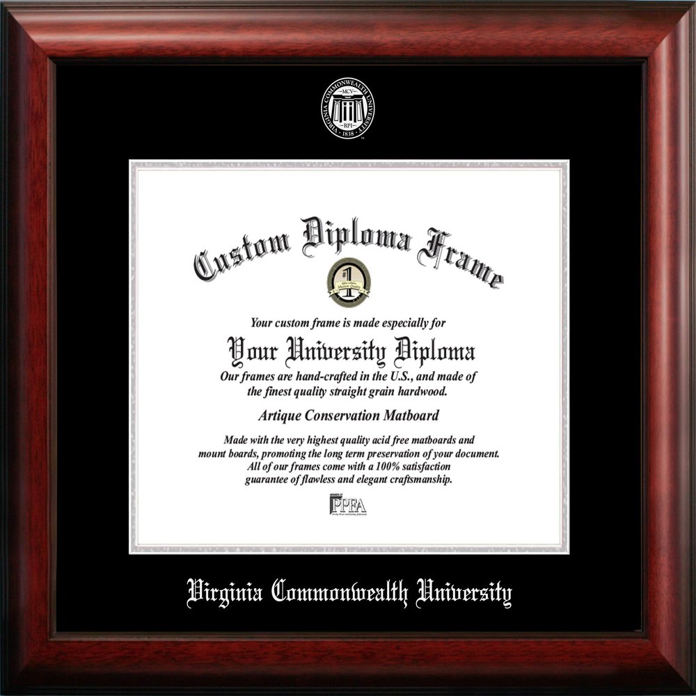 NCAA Virginia Commonwealth Rams Unisex Silver Embossed Diploma Frame Virginia Commonwealth University 14W x 11H Silver Embossed Diploma Frame, Brown, One Size