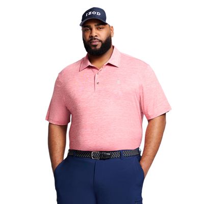 IZOD Men's Big and Tall Golf Title Holder Short Sleeve Polo, Saltwater Red, 4X-Large Tall