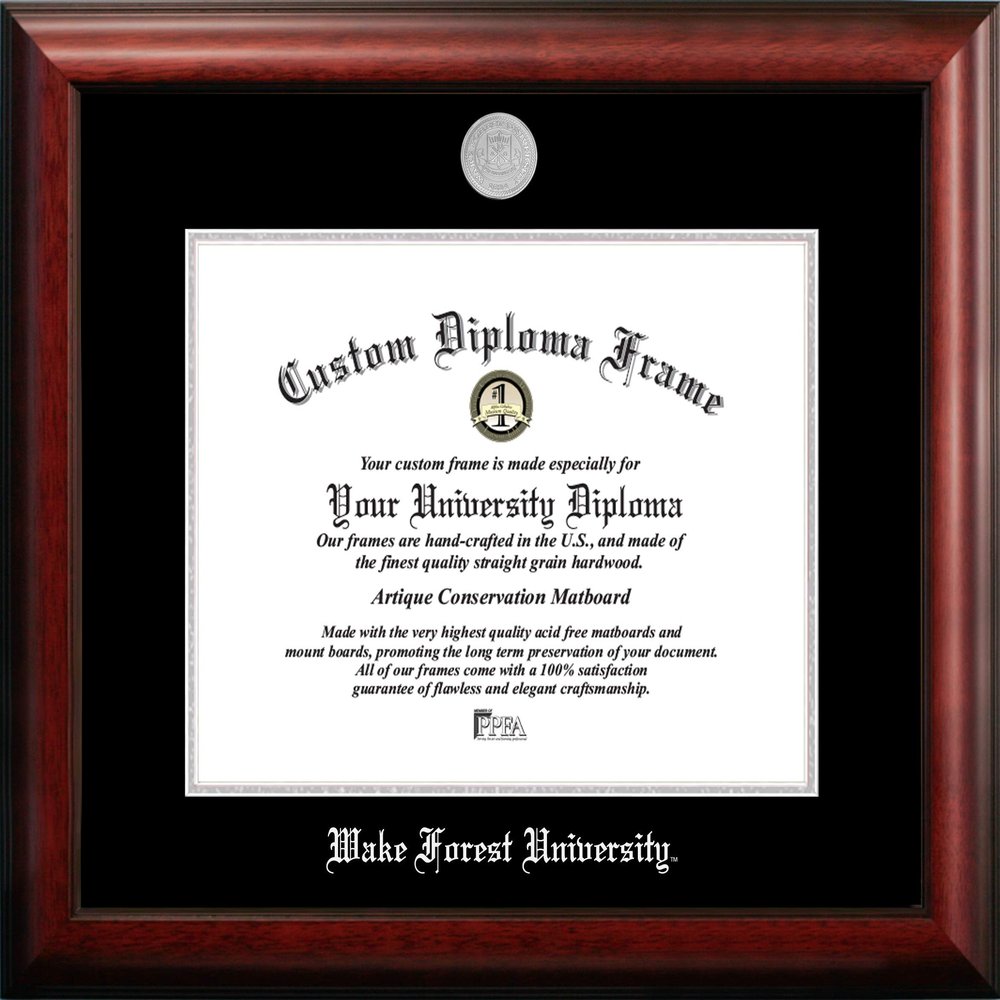 Campus Images NCAA Wake Forest Demon Deacons Unisex Silver Embossed Diploma Frame Wake Forest University 14W x 11H Silver Embossed Diploma Frame, Brown, One Size
