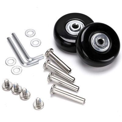 GSHFIGHTING Wear-Resistant Mute Luggage Suitcase Replacement Wheels w/ABEC 608zz Skate Inline Outdoor Skate Repair Kits 2 Wheels Sets (Black, OD54mm x W18mm x ID6mm Axles 30/35mm)