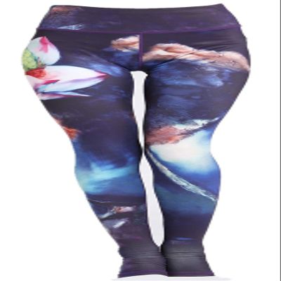 Warmht Printed Women Yoga Leggings High Waist Tummy Control Over The Heel Yoga Pants (Ink Puple, Small)