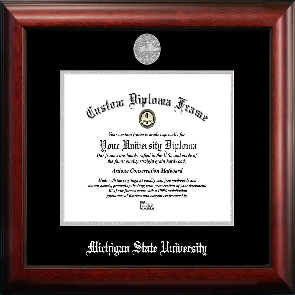 Campus Images NCAA Michigan State Spartans Unisex Silver Embossed Diploma Frame Michigan State 11W x 8.5H Silver Embossed Diploma Frame, Brown, One Size