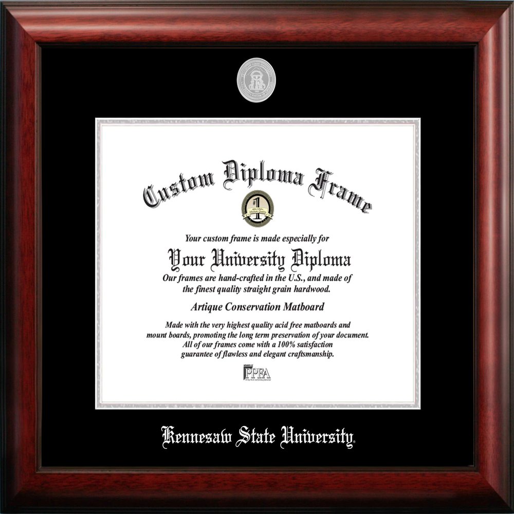 Campus Images NCAA Kennesaw State Owls Unisex Silver Embossed Diploma Frame Kennesaw State University 14W x 11H Silver Embossed Diploma Frame, Brown, One Size
