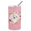 Caroline's Treasures CK4203TBL20 Westie Pink Flowers Stainless Steel 20 oz Skinny Tumbler Vacuum Double Walled Reusable Insulated Tumbler Travel Cup for Coffee Cocktails Gift with Lid, 20 oz view 3