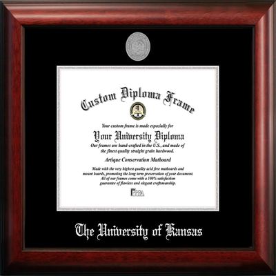 Campus Images NCAA Kansas Jayhawks Unisex Silver Embossed Diploma Frame University of Kansas 11W x 8.5H Silver Embossed Diploma Frame, Brown, One Size