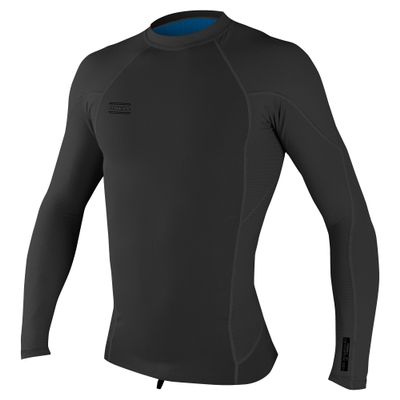 O'Neill Men's Hyperfreak 1mm Neoprene/Skins Long Sleeve Top, Black/Black, Medium Tall