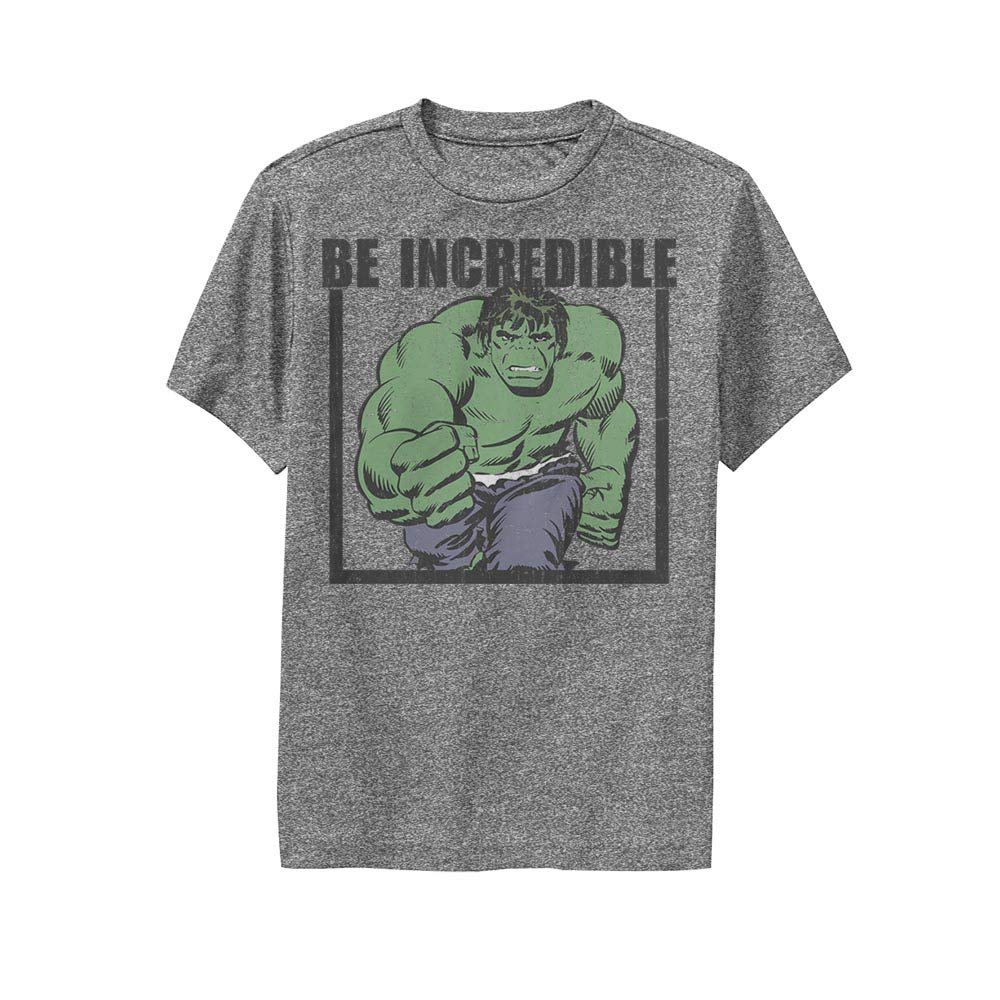 Marvel Boys' Performance Tee, Charcoal Heather, Small