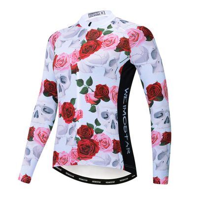 Cycling Jersey Long Sleeve Womens Mountain Bike Jersey Zip Shirts Road Bicycle Clothing Outdoor Sports Racing MTB Tops for Ladies Female Bouse Fall Autumn Breathable Quick Dry Size XL