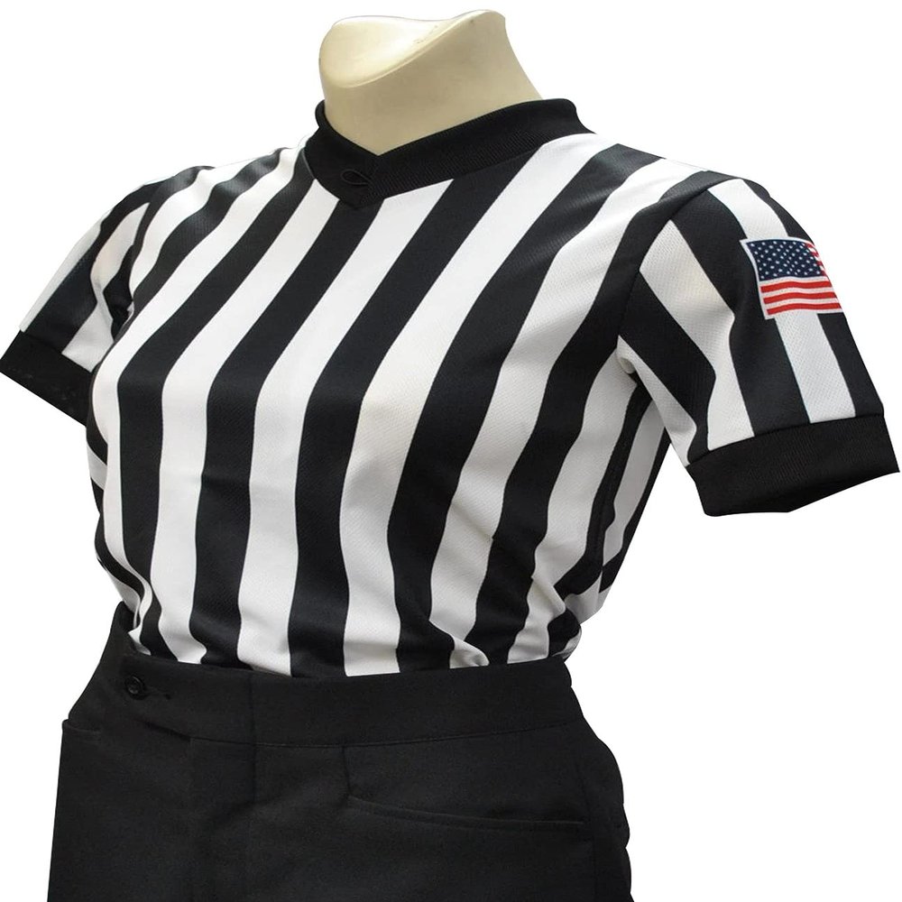 Smitty USA211-607 Women's Basketball V-Neck Body Flex Referee Shirt - with USA Flag - Made in The USA (XX-Large)