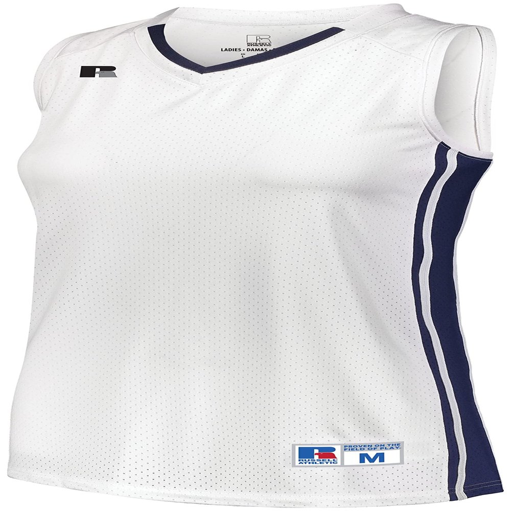 Russell Athletic Ladies Legacy Basketball Jersey White/Navy 2XL