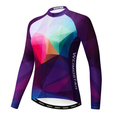 Cycling Jersey Long Sleeve Womens Mountain Bike Jersey Zip Shirts Road Bicycle Clothing Outdoor Sports Racing MTB Tops for Ladies Female Bouse Fall Autumn Breathable Quick Dry Size XXL