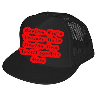 Custom Kid Truck Hat Personalized Mesh Adjustable Baseball Cap Sun Visor Hats (Trucker Black, One Size)