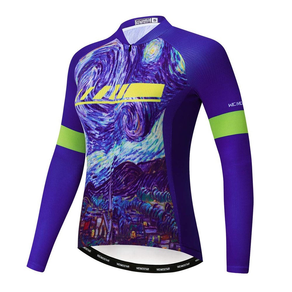 Cycling Jersey Long Sleeve Womens Mountain Bike Jersey Zip Shirts Road Bicycle Clothing Outdoor Sports Racing MTB Tops for Ladies Female Bouse Fall Autumn Breathable Quick Dry Size XXL