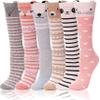 ANTSANG Kids Girls Knee High Socks Long Boot Crazy Silly Fun Gift Cute Tall Animal Socks for Child 6 Pairs Stocking Stuffers Gifts for 10 Year Old Girls Birthday Gifts Ideas(Wavy Stripes Fox) view 1