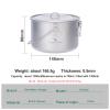 iBasingo 1.3L (1300ml) Titanium Pot with Lid Lightweight Backpacking Cook Pot for Solo Camping, Hiking & Backpackers, Portable Camping Cookware with Measurement Marks Ti2043C view 2