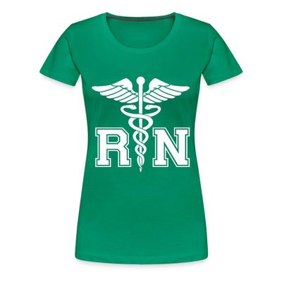 Spreadshirt RN Registered Nurse Rod Asclepius Womens Premium T-Shirt, 2XL, Kelly Green