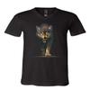 Stalking Growling Wolf V-Neck T-Shirt Claws and Fangs Wolf On The Hunt Tee Black Small