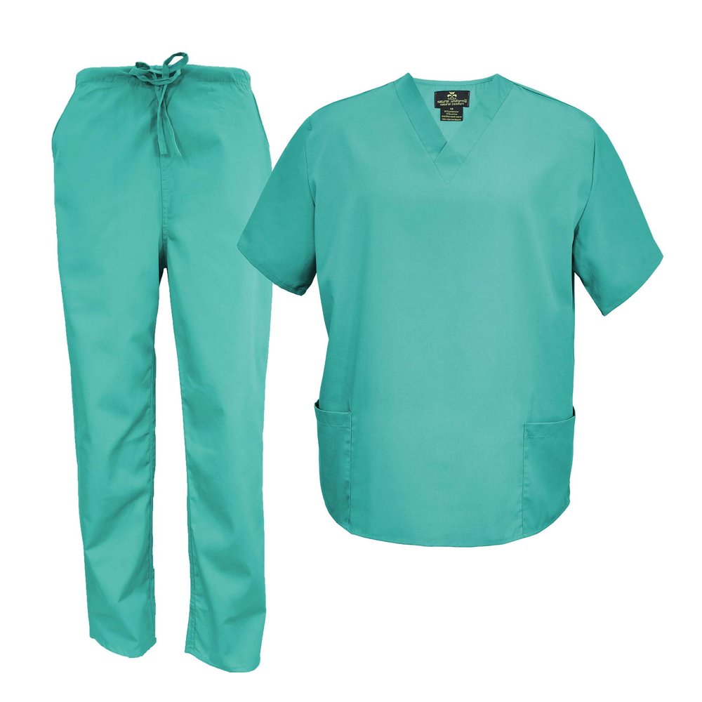 M&M Scrubs Men's Scrub Set Medical Scrub Tops and Pants (5X-Large, Surgical Green)