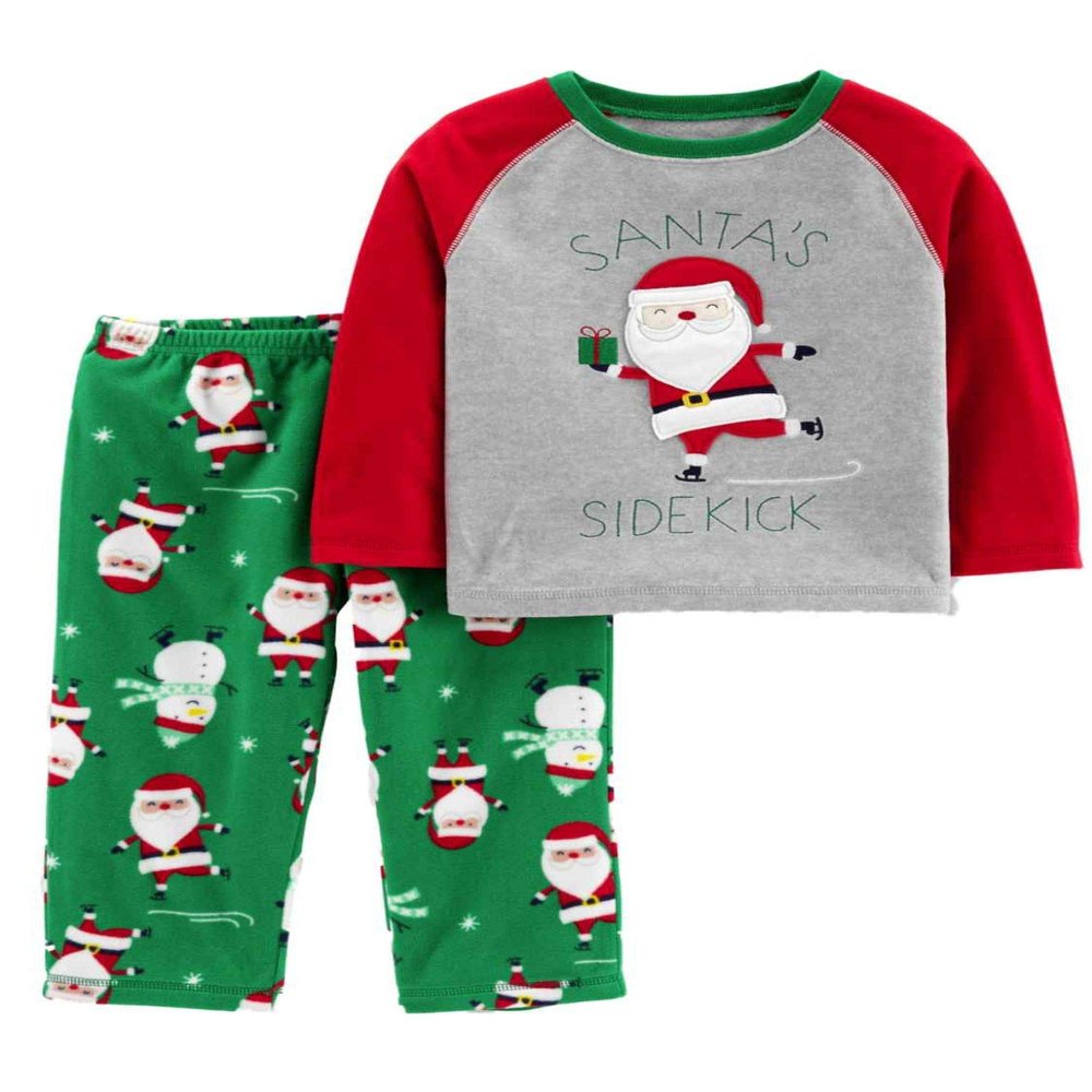 Carter's Infant & Toddler Boys Santa's Sidekick Christmas Holiday Pajamas 12m Gray