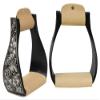 Showman Black Aluminum Floral Engraved Stirrups view 1