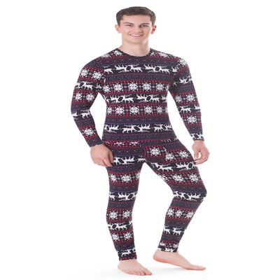 Rocky Thermal Underwear Men Long Johns Men Thermal Underwear Thermals Mens Base Layer Mens Thermals Top and Bottom Set (Christmas Design, XXX-Large, Standard Weight - 185 GSM, One Pack)
