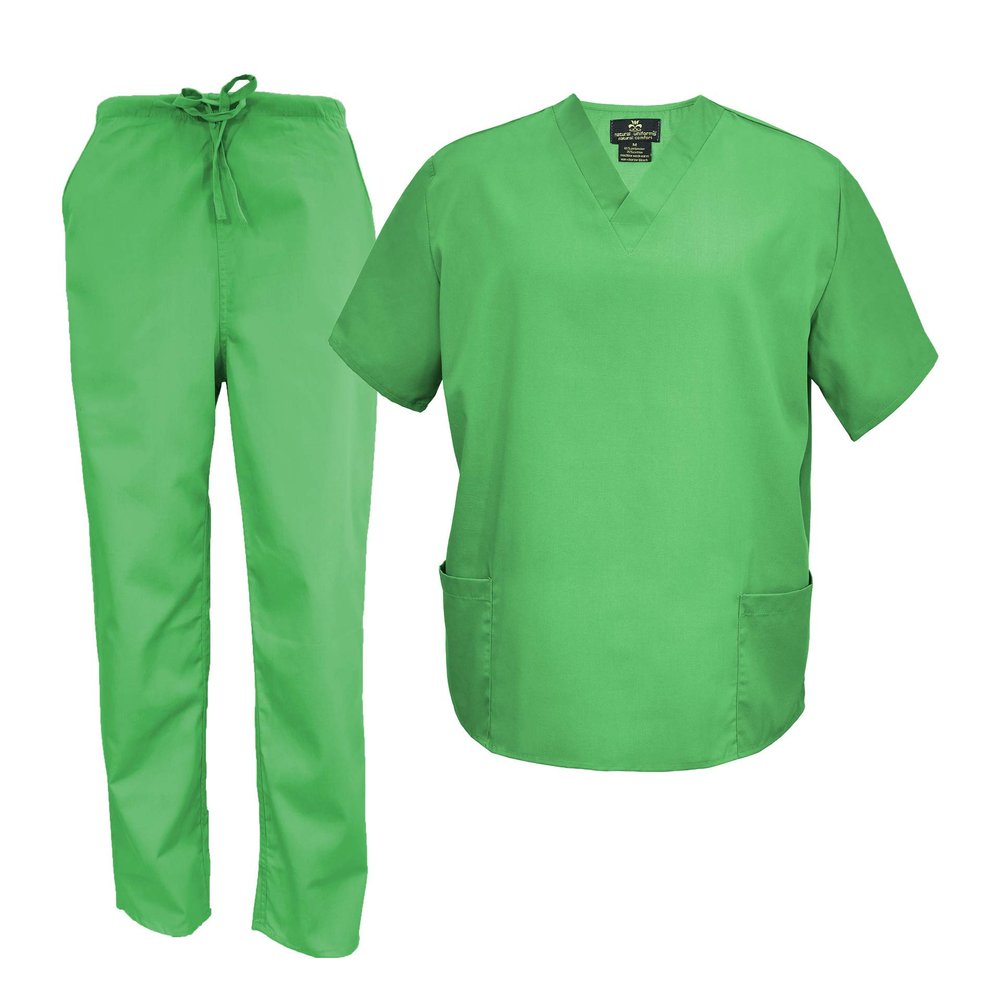 M&M Scrubs Men's Scrub Set Medical Scrub Tops and Pants (XX-Small, Lime Green)