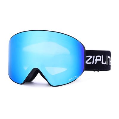 Zipline Podium XT Ski Goggles - No Fog Magnetic Lenses, Double Cylindrical Polycarbonate, Italian Inner Lens, Easy Lens Change - Used by Pros (Black Frame - Ice Blue - Gray Lens, Black Frame)