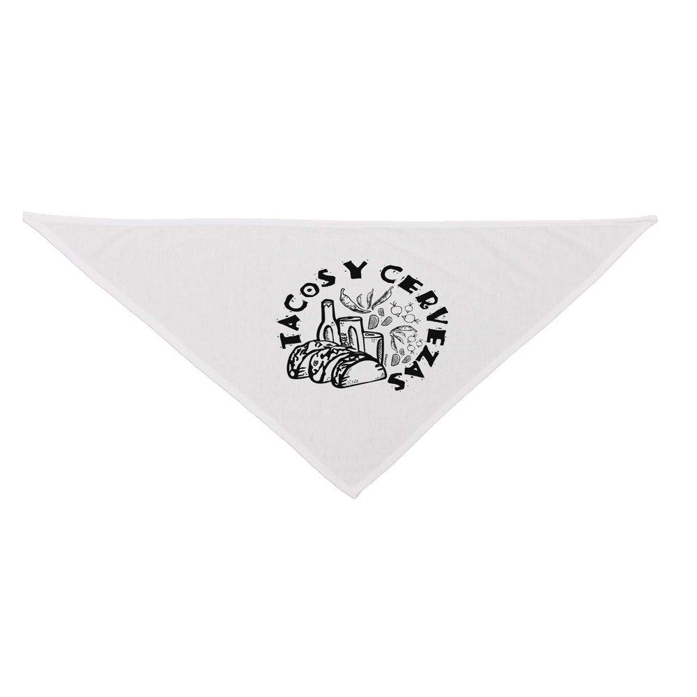 TOOLOUD Tacos Y Cervezas Printed White Dog Bandana 26 Inch