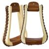 Showman Rawhide Covered Pleasure Style Western Stirrups w/Leather Lacing & Tread view 1