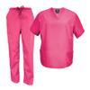 M&M Scrubs Men's Scrub Set Medical Scrub Tops and Pants (Large, Hot Pink) view 1