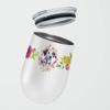 Caroline's Treasures CK4136TBL12 Dalmatian Puppy Pink Flowers Stainless Steel 12 oz Stemless Wine Glass Insulated Wine Tumbler with Lid, Cute Travel Cup for Coffee, Cocktails, Gift Women, Mother view 2