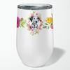 Caroline's Treasures CK4136TBL12 Dalmatian Puppy Pink Flowers Stainless Steel 12 oz Stemless Wine Glass Insulated Wine Tumbler with Lid, Cute Travel Cup for Coffee, Cocktails, Gift Women, Mother view 4