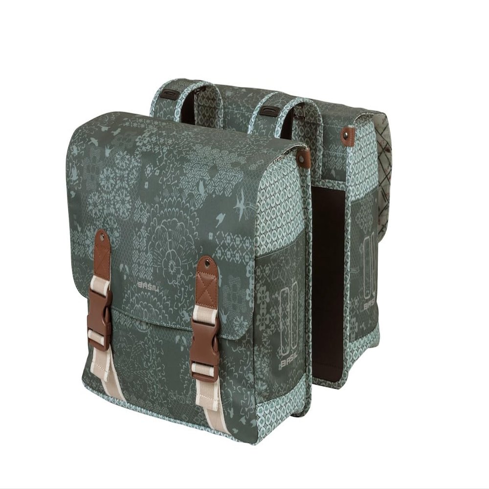 Basil Bohme Double Bag for Bicycles, Forest Green, 9.8 gal (35 L)