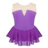 YEAHDOR Girls Sleeveless Skating Dress Competition Performance Costume Ice Figure Skating Camisole Skited Leotard Rhinestones Purple 8 view 1