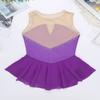 YEAHDOR Girls Sleeveless Skating Dress Competition Performance Costume Ice Figure Skating Camisole Skited Leotard Rhinestones Purple 8 view 4