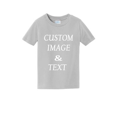 Personalized Baby Toddler T Shirt for Your Infant Baby, Customize with Your Own Design, Upload Photos, Logos Or Type Any Text Silver