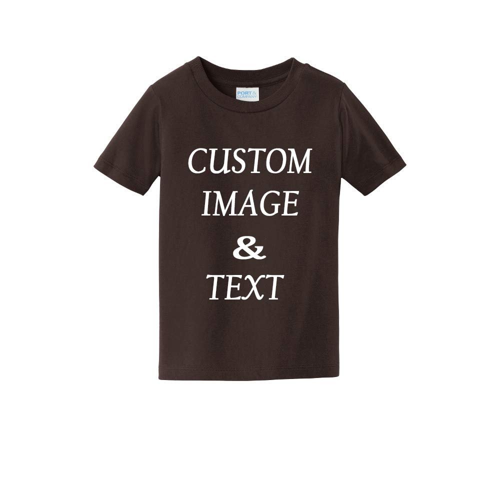Personalized Baby Toddler T Shirt for Your Infant Baby, Customize with Your Own Design, Upload Photos, Logos Or Type Any Text Dark Chocolate Brown