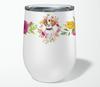 Caroline's Treasures CK4117TBL12 Beagle Pink Flowers Stainless Steel 12 oz Stemless Wine Glass Insulated Wine Tumbler with Lid, Cute Travel Cup for Coffee, Cocktails, Gift Women, Mother view 4